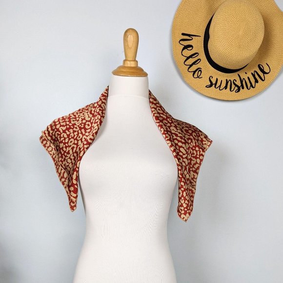 Vintage Scarf Leopard Print Large Square Rust Red Tan - Picture 6 of 6